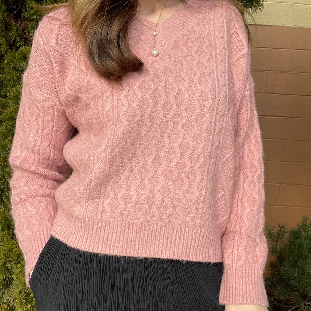New Cable Blush Sweater